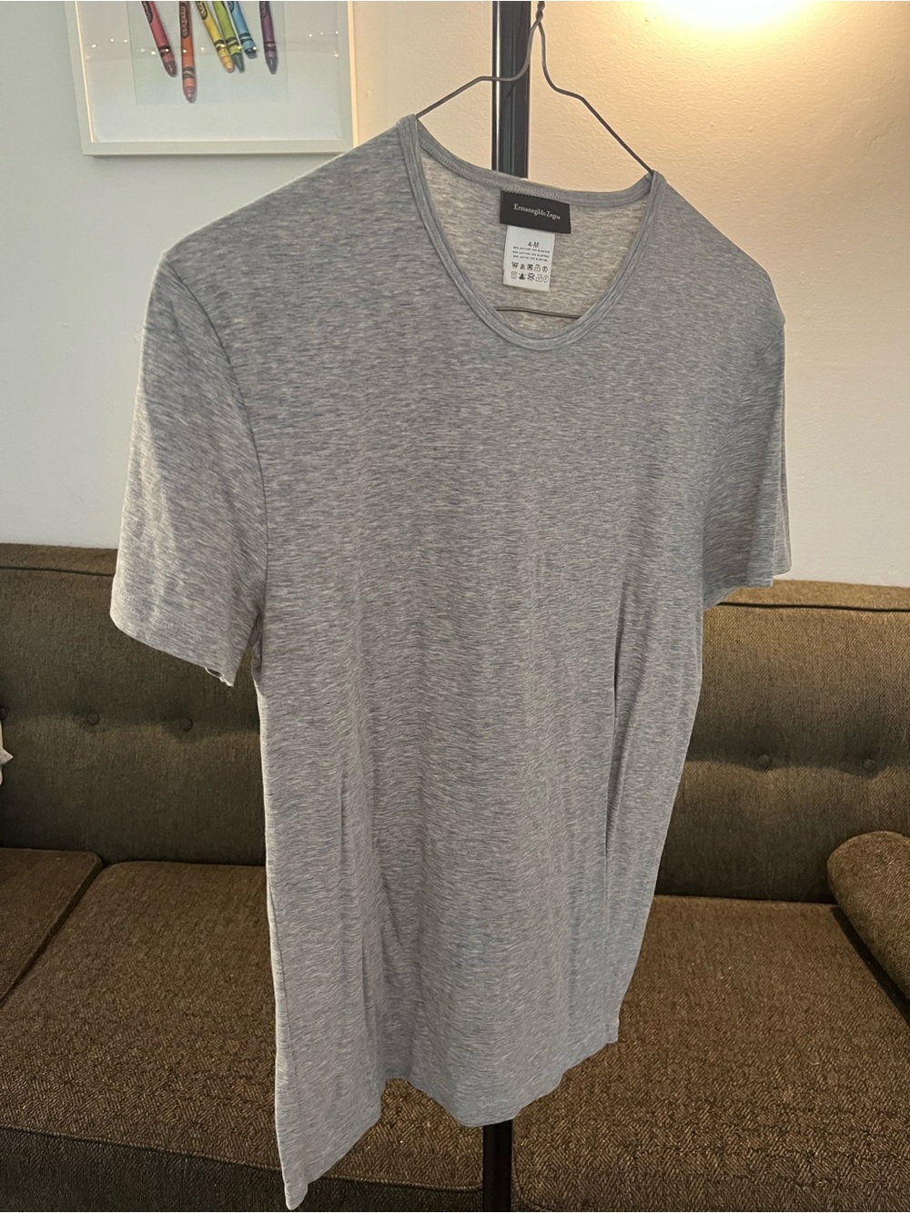 Ermenegildo Zegna Men's Short-Sleeve Crew Tee - Light Gray